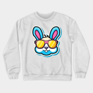 bunny face with sunglasses easter day Crewneck Sweatshirt